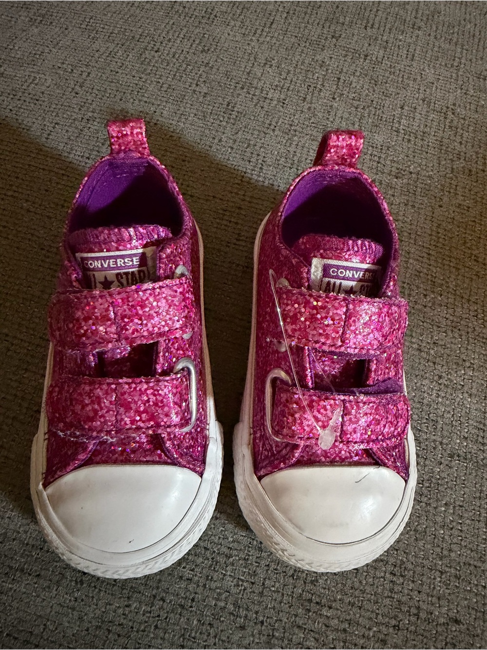 Converse Kids Pink Glitter Low-Top Sneakers with White Toe